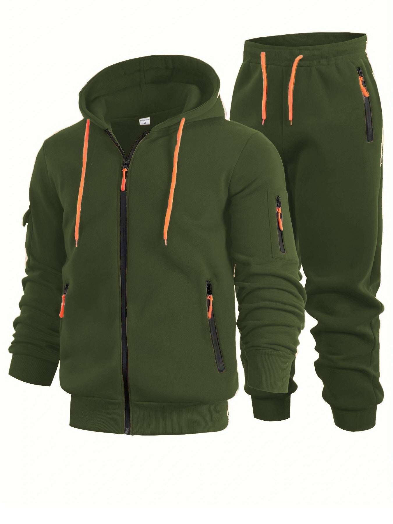 Mens Zip-Up Hoodie With Arm Pockets, Cardigan Sweatshirt Coat