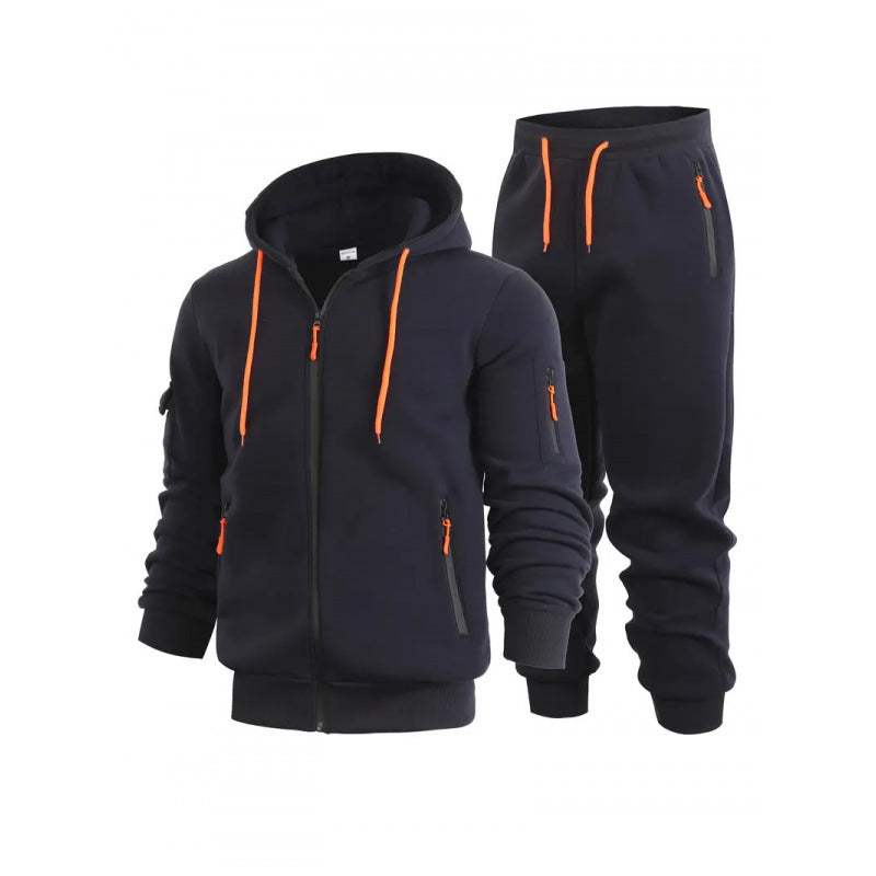 Mens Zip-Up Hoodie With Arm Pockets, Cardigan Sweatshirt Coat