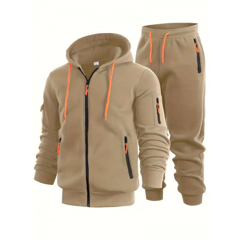 Mens Zip-Up Hoodie With Arm Pockets, Cardigan Sweatshirt Coat